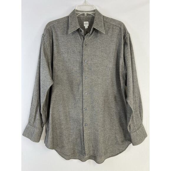 Craig Taylor Egyptian Cotton Button-Down Flannel Shirt Men L USA Made Gray - Picture 1 of 11